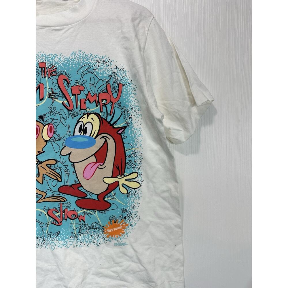 Vintage 1991 Ren & Stimpy Nicktoons 90s Changes Graphic Tee L Made USA - Picture 3 of 9